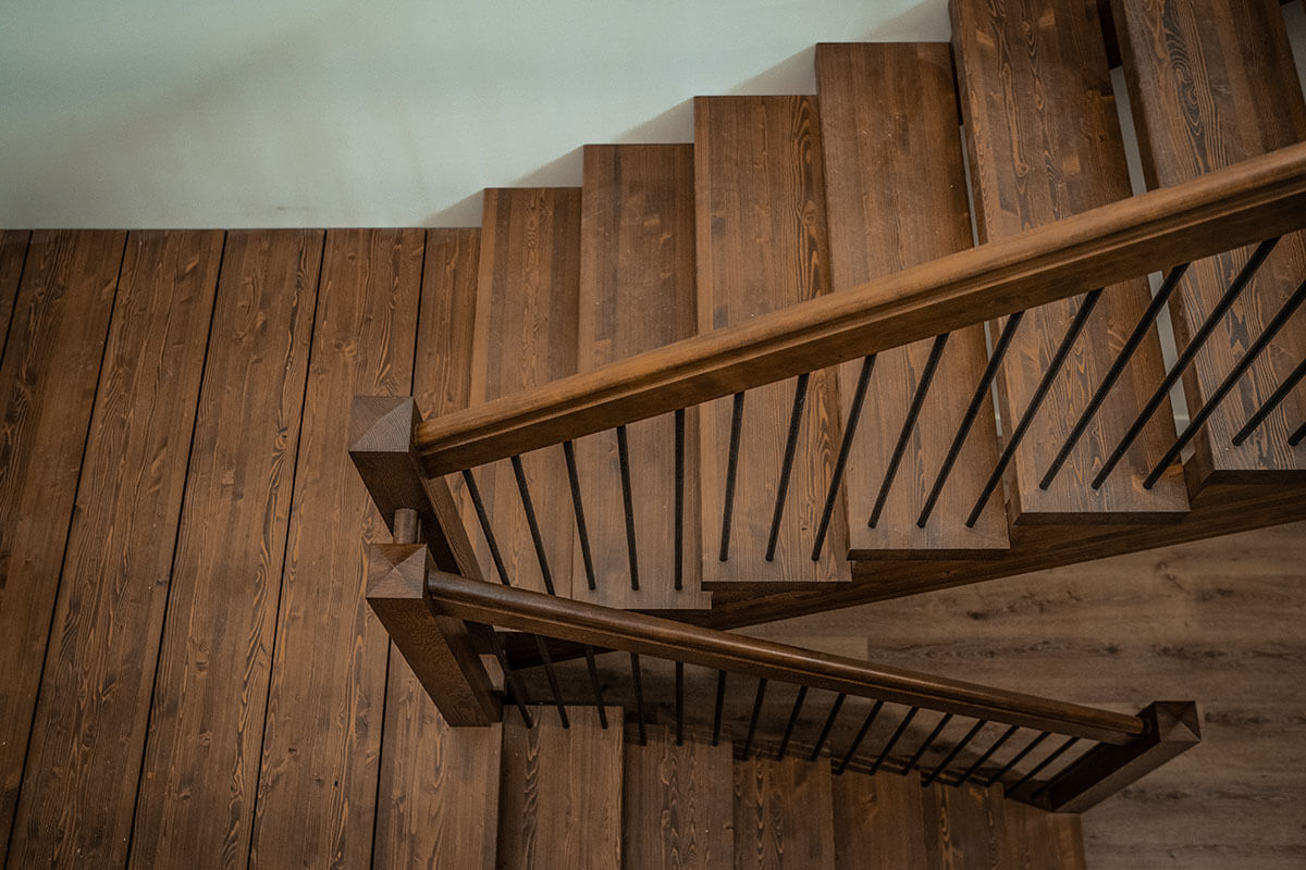 Solid wood staircase, Smith Timber Works design.