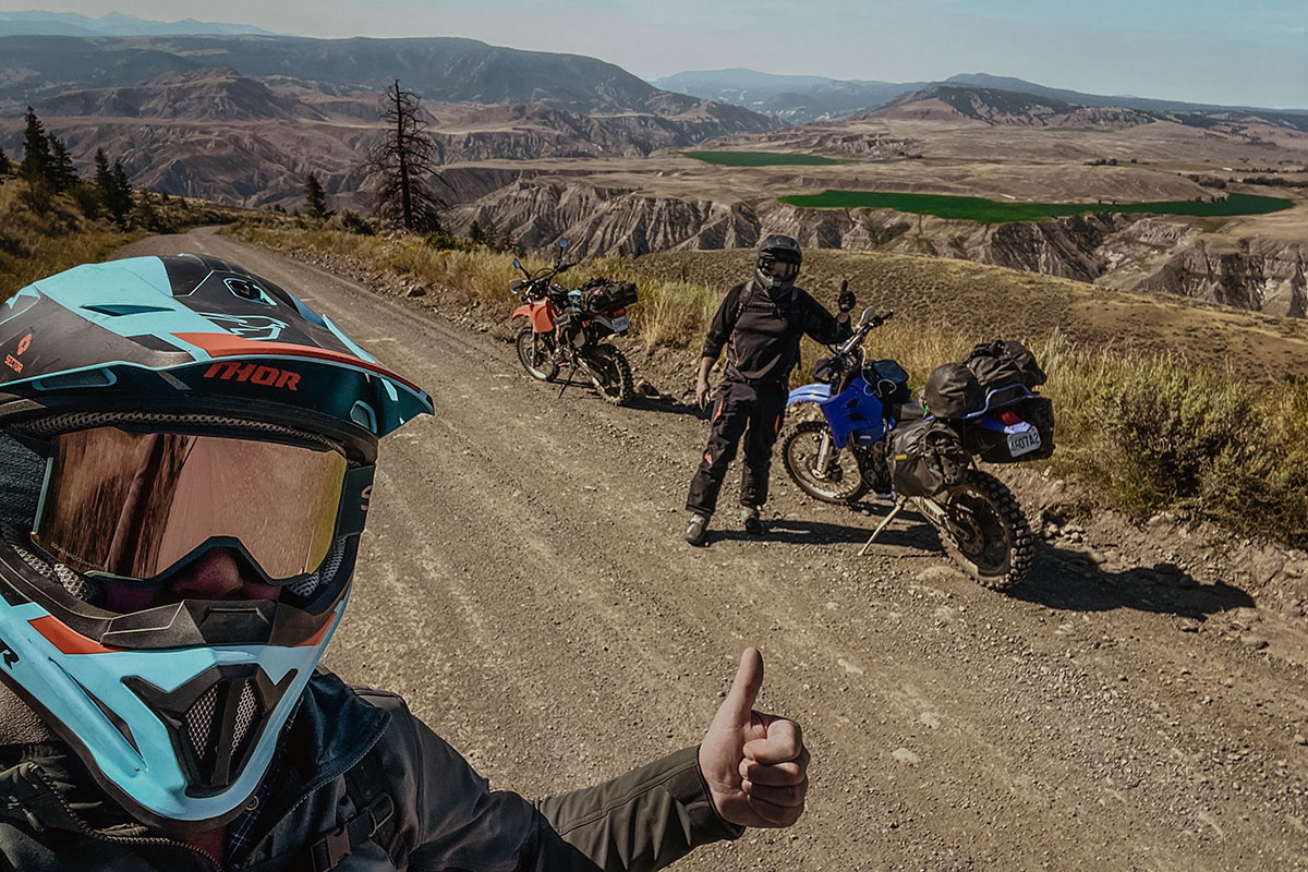 Off-road motorcyclists exploring rugged backcountry trails in British Columbia, reflecting the adventurous lifestyle behind Smith Timber Works.